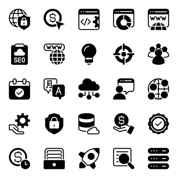 Iconos Glifos Para Optimización Motores Búsqueda — Archivo Imágenes Vectoriales