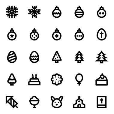 Mutlu Noeller için kalın çizgi simgeleri.