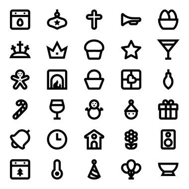 Mutlu Noeller için kalın çizgi simgeleri.