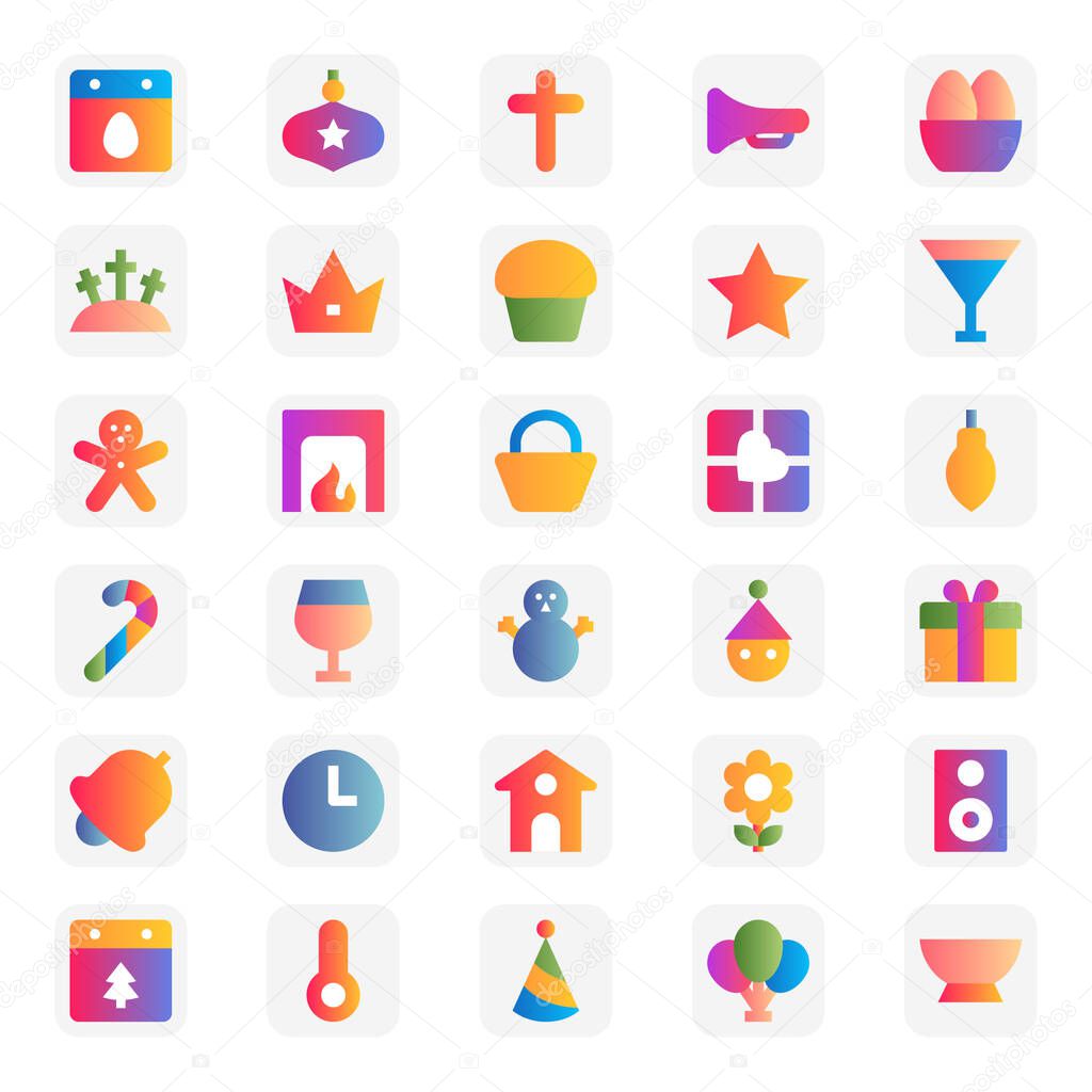 Gradient color icons for merry christmas.