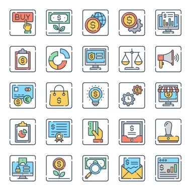 Bankacılık ve finans için taslak simgeleri dolduruldu.