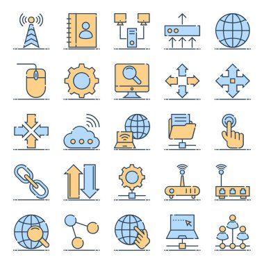 Ağ oluşturma ve iletişim için özet simgeleri dolduruldu.