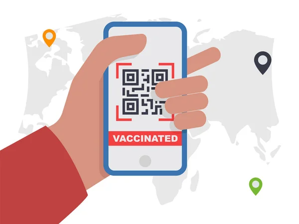 App Passaporto Sanitario Cellulare Viaggi Illustrazione Vaccinazioni Covid — Vettoriale Stock