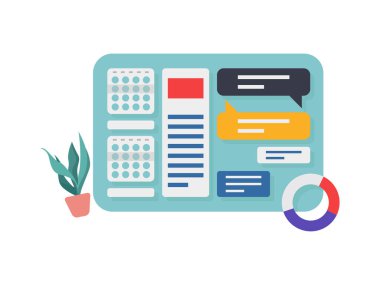 Kurs illüstrasyonuyla girişimcilik ve takvim planlama.