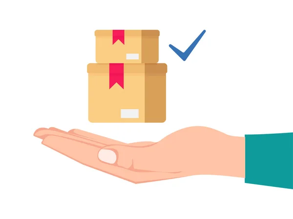 Hand Holding Parcel Deliver Illustration — Stock Vector