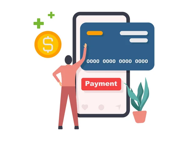 Pagamento Com Carteira Cartão Crédito Ilustração Telefone Móvel — Vetor de Stock