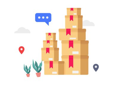 Kırılgan işaret çizelgeleriyle birlikte karton teslimat paketi.