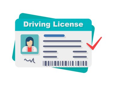 Fotoğraflı ehliyet. Tanımlama veya kimlik kartı şablonu çizimi.