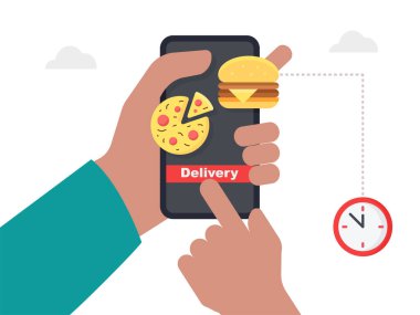 Yemek dağıtım uygulaması ile el ele tutuşmalar. İnternetten yemek sipariş et..