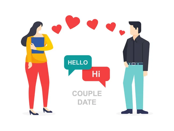 Couple Date Communication Love Illustration — Stock Vector