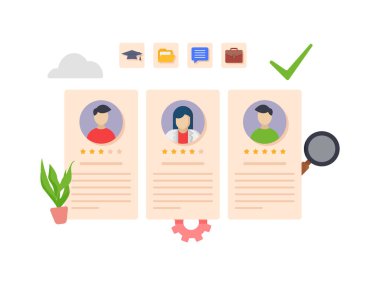 İnsan kaynakları yönetimi ve iş görüşmesi, işe alım ajansı konsepti illüstrasyon