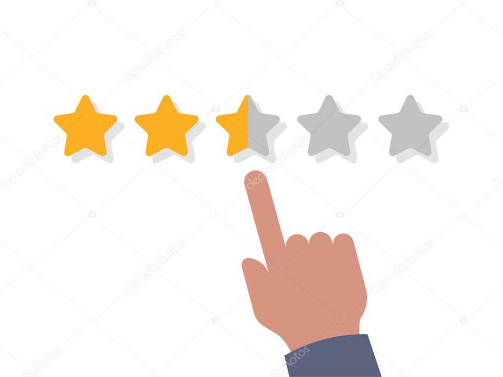 Customer feedback rating stars review product illustration.