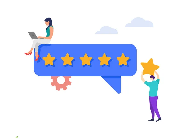 People Giving Five Star Feedback Customer Reviews Stars Good Bad — Stockvector