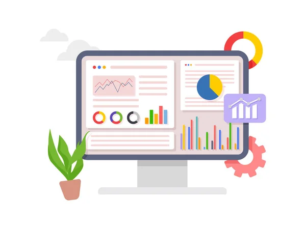 Data Analytics Dashboard Business Finance Report Investment Website Seo Concept — Stock Vector