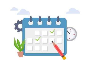 Takvim tarihi illüstrasyonunda işaretleri kontrol et. 