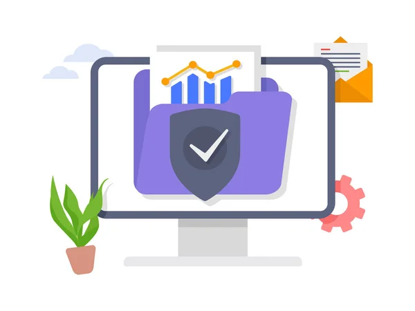 Proteggi Cartella Dei File Riservati Con Accesso Documenti Cartacei Illustrazione — Vettoriale Stock