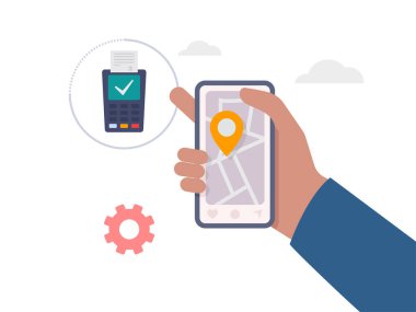 Mobil uygulama ATM arama resimli el ele tutuşan cep telefonu.