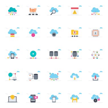 Dijital elektronik için düz renk simgeleri.