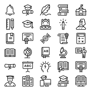 Eğitim okulu için özet simgeleri.