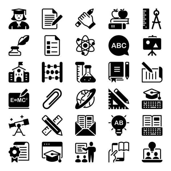 Eğitim okulu için simge simgeleri.