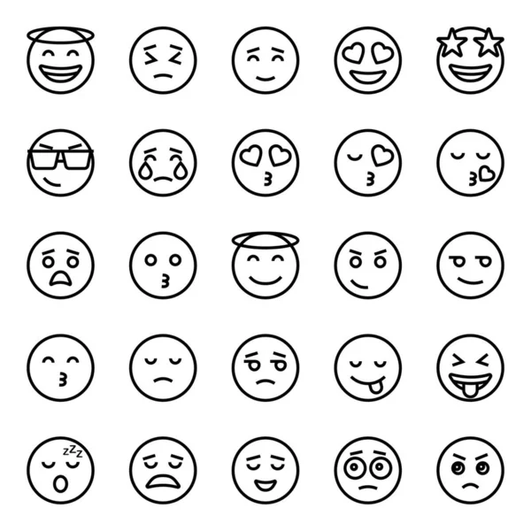 Icônes Contour Pour Emoticon Emojis — Image vectorielle