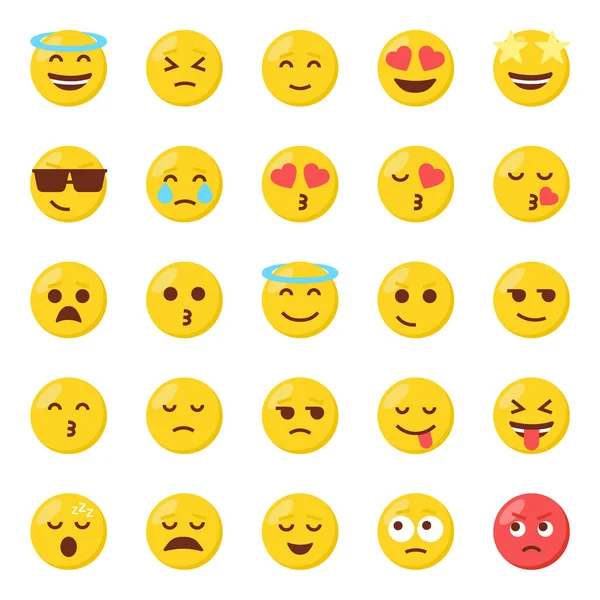 Ícones Cor Plana Para Emoticon Emojis —  Vetores de Stock