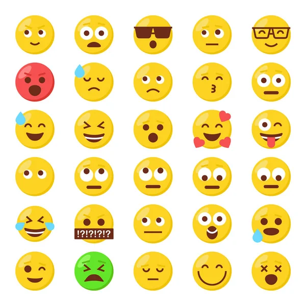 Επίπεδες Έγχρωμες Εικόνες Για Emoticon Emojis — Διανυσματικό Αρχείο