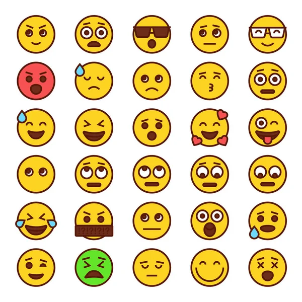 Icônes Contour Remplies Pour Emoticon Emojis — Image vectorielle