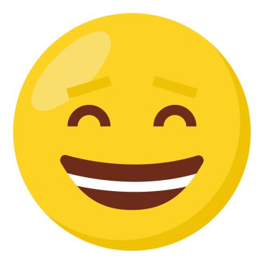 Mutlu yüz ifadesi karakteri emoji düz simgesi.