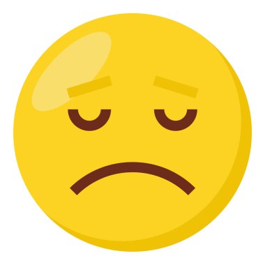 Hayal kırıklığına uğramış yüz ifadesi karakteri emoji düz simgesi.