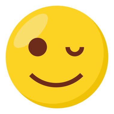 Göz kırpan yüz ifadesi karakteri emoji düz simgesi.