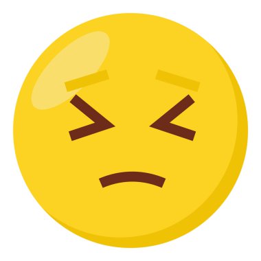 Azimli yüz ifadesi karakteri emoji düz simgesi.