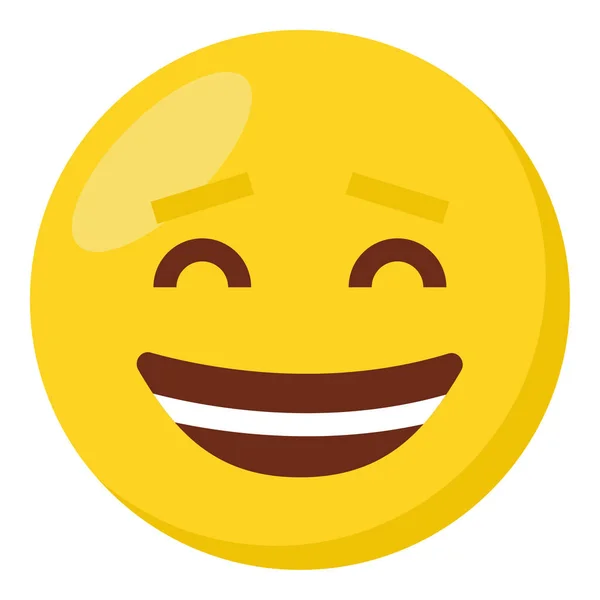 Happy Visage Expression Caractère Emoji Plat Icône — Image vectorielle