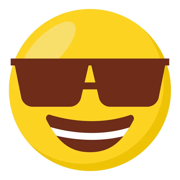 Sluneční Brýle Tvář Výraz Znak Emoji Plochá Ikona — Stockový vektor
