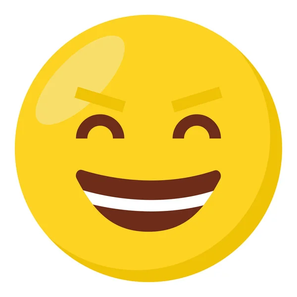 Happy Visage Expression Caractère Emoji Plat Icône — Image vectorielle