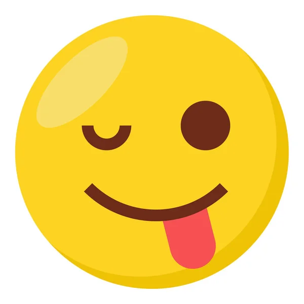 Memenangkan Ekspresi Wajah Lidah Ikon Emoji Flat - Stok Vektor