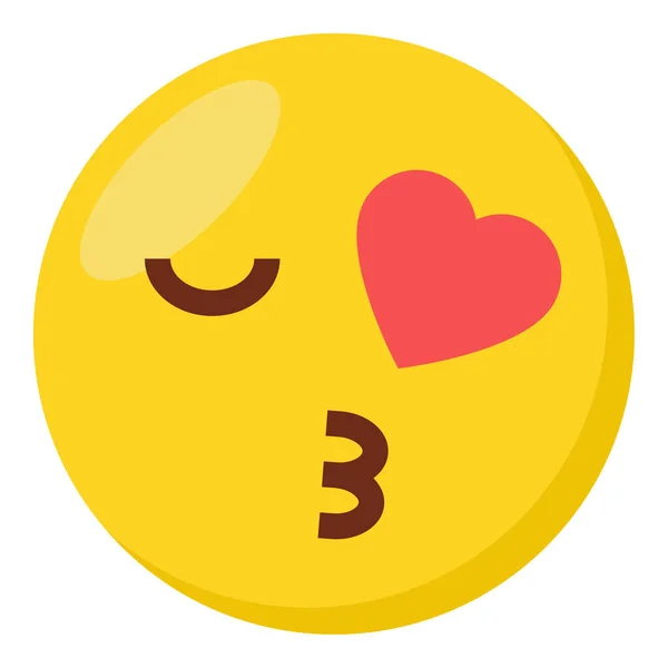 Blåsande Kyss Ansikte Uttryck Karaktär Emoji Platt Ikon — Stock vektor