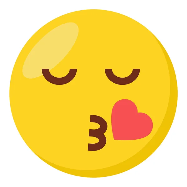 Pusten Kuss Gesichtsausdruck Charakter Emoji Flache Symbol — Stockvektor