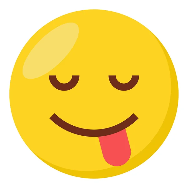 Απολαμβάνοντας Πρόσωπο Έκφραση Χαρακτήρα Emoji Επίπεδη Εικονίδιο — Διανυσματικό Αρχείο