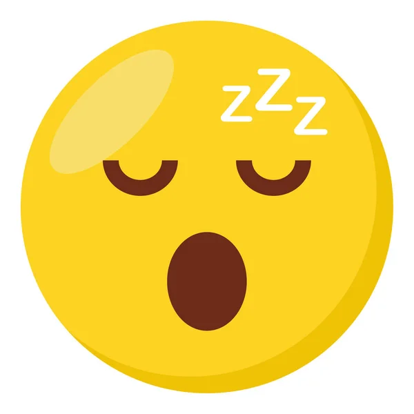Ikon Ekspresi Wajah Tertidur Emoji Flat - Stok Vektor