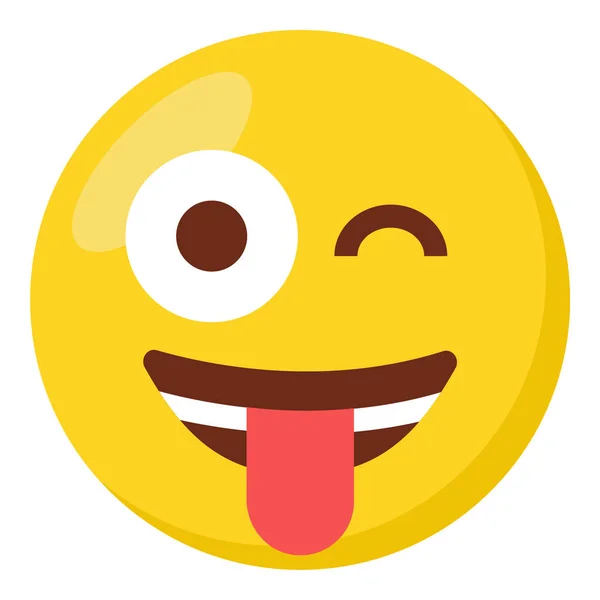 Lengua Parpadeante Expresión Cara Carácter Emoji Icono Plano — Archivo Imágenes Vectoriales