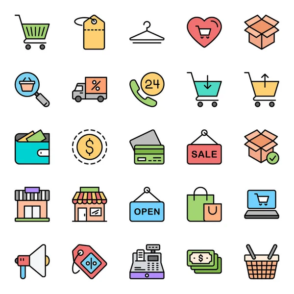 Alışveriş ve e-ticaret için taslak simgeleri dolduruldu.