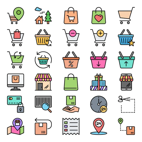 Alışveriş ve e-ticaret için taslak simgeleri dolduruldu.