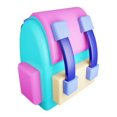 Okul çantası 3d eşölçümleme simgesi.