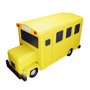 Okul otobüsü 3d eşölçümleme simgesi.