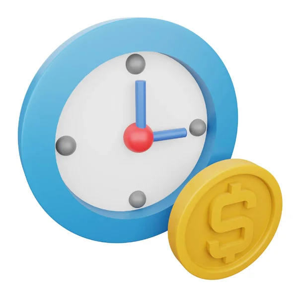 Dollar Time Rendering Isometric Icon — Vector de stock