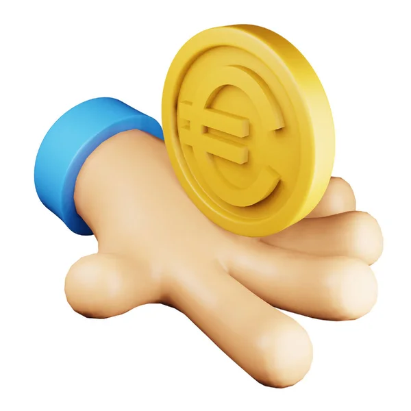 Euro Hand Rendering Isometrisches Symbol — Stockvektor