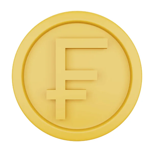 Franc Coin Rendering Isometrisches Symbol — Stockvektor