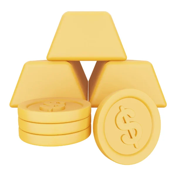Gold Money Coins Rendering Isometric Icon — Vector de stock
