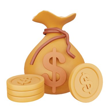 Para çantası 3d eşölçümleme simgesi.